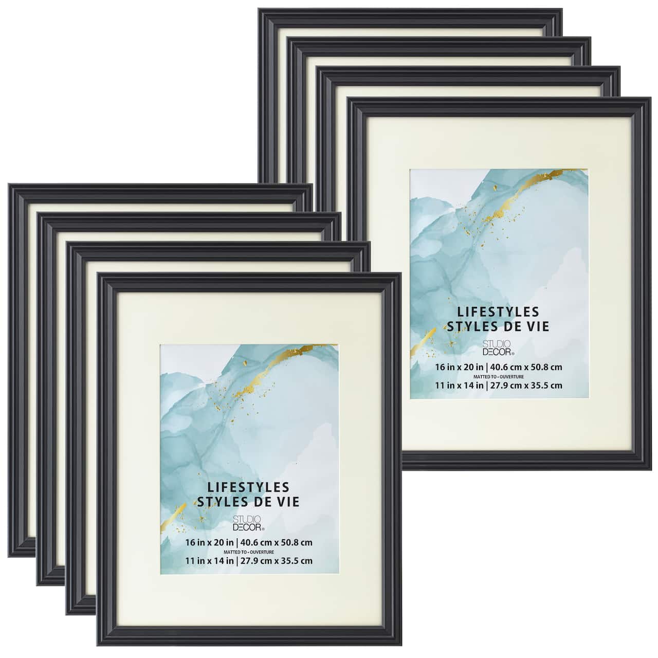8 Pack: Black 11" x 14" Frame with Mat, Lifestyles™ by Studio Décor®